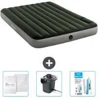 Intex Luchtbed - 2-Persoons - 152 x 203 x 25 cm - Groen - Inclusief Hoeslaken - Pomp en Reparatieset
