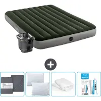 Intex Luchtbed - 2-Persoons - 152 x 203 x 25 cm - Groen - Inclusief pomp - Hoeslaken - Kussen - Reparatieset en Kussenbeschermer