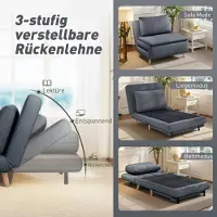 HAUSS SPOLE Fauteuil - 3-in-1 Slaapfauteuil - Met Bedfunctie En Verstelbare Rugleuning - Voor Woonkamer En Logeerkamer - Stof Grijs