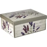 Famanu opbergbox met deksel – decoratieve lavendelbox, 32 x 42 x 17,5 cm