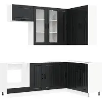 vidaXL Keukenblok LUCCA 8 st Zwart Bewerkt hout