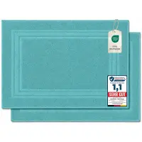 Komfortec Badmat - 2 stuks - Handdoek Dikte - Hotelkwaliteit - Zachte en Absorberende Douchemat - 50x70 cm - 100% Katoen – Aqua
