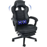 Puluomis - Gaming Stoel - 135° Verstelbare Rugleuning - Gaming Stoel met inklapbare Voetsteun - racerstijl - Geïntegreerde Armleuningen - Maximale Belastbaarheid 150kg - Zwart