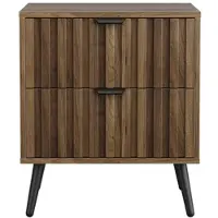 MODFU - Nachtkastje - 2 Lades - Walnoot - Zwart Metaal - 45 X 40 X 53 Cm