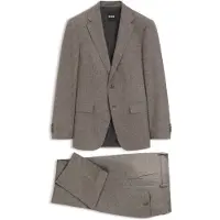 BOSS Slim-fit pak van Italiaanse scheerwol met dessin