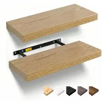 Famanu – Wandplank van hout, 40 cm met onzichtbare bevestigingen, set van 2 voor badkamer, slaapkamer en woonkamer