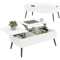 HOMCOM Uitschuifbare salontafel, woonkamertafel met verborgen opbergruimte, wit