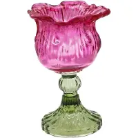 Clayre & Eef Waxinelichthouder Roze Glas
