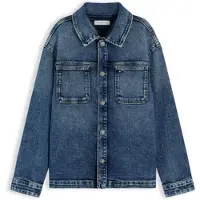 Tommy Hilfiger denim overhemd - middelblauw Effen - maat 128