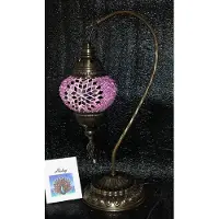 Halay Handgemaakte tafellamp met Turks paars mozaïek, in oosterse stijl, fitting E14, 42 cm hoog, 15 cm diameter