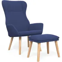 vidaXL Relaxstoel met voetenbank stof blauw