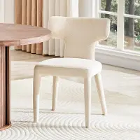 HAUSS SPOLE Eetkamerstoel Set van 2 Moderne Stoelen Met T Vormige Rugleuning Gepolsterde Stoffen Zitting Voor Woonkamer Keuken Eetkamer Wit