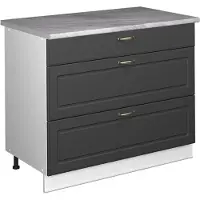 Vicco Keukenonderkast Fame-Line Anthrazit-Gold Landhaus/Wit 100 cm, WB Marmer, Model 61981