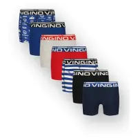 Vingino boxershorts met print (set van 7) Blauw Jongens Stretchkatoen All over print - maat 122/128