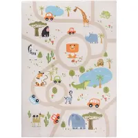 Muratap Kindervloerkleed safari multi wasbaar antislip- 160x230 cm