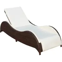 vidaXL Zonnebed met kussen, van polyrotan, bruin