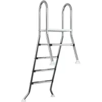 vidaXL Deels ingebouwde zwembadladder 195 x 116 cm 4-traps