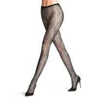 Falke Sea Lightness gedessineerd transparent panty dames zwart - maat S-M
