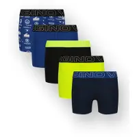 Vingino boxershorts met print (set van 5) Blauw Jongens Stretchkatoen All over print - maat 122/128