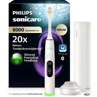 Philips Sonicare Next-Generation DiamondClean 8000 Elektrische Tandenborstel - Slimme Poetsdruksensor, Persoonlijke Coaching, Wittere Tanden en Gezonder Tandvlees - Wit - HX8311/11