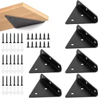Famanu – 6 stuks zwevende plankbeugels, onzichtbare plankdragers van metaal, zwaarbelaste hoekbeugels met schroeven voor boekenplanken en keukenplanken, zwart