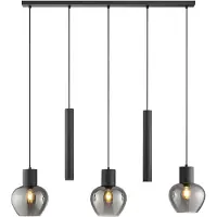 Brilliant Hanglamp Ligari - Zwart - Rookglas - 3xe27 - 2xgu10