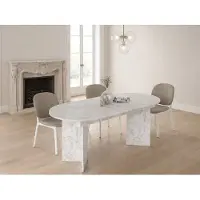 Vente-unique Uitschuifbare eettafel 6 tot 10 personen - Wit marmereffect - TOPANIA