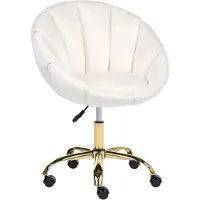 Beliani ANNABELLE - Bureaustoel - Off-white - Fluweel