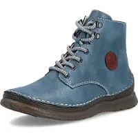 Rieker Dames 53632 14 Veterlaarzen Sleehak Blauw