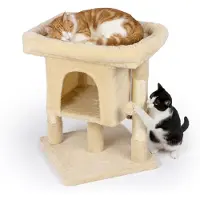 Relaxdays Kraboom, met hol, 2 sisalstammen en ligvlak, zachte kattenhol, hoogte x breedte x diepte: 60x52,5x41 cm, sisal, beige