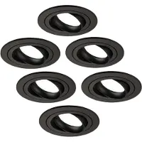 LEDVION - 6X LED Inbouwspot Tokyo - Zwart - Dimbaar - 3W - 6500K - Ø92 mm