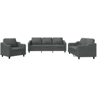 vidaXL 3-delige Loungeset met kussens stof donkergrijs