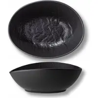 Wilmax England Wilmax Ovaal Saladekom Zwart Porselein 30x19,5x7 cm Steenlook