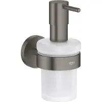GROHE Start Zeepdispenser met Houder – Wandmontage – Glas & Metaal – 160 ml – Geborsteld Hard Graphite