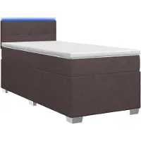 vidaXL Boxspringbed met matras en LED-verlichting, donkerbruin, 100 x 200 cm
