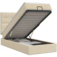 vidaXL Ottoman bed met matras Crèmekleurig 100 x 200 cm Stof