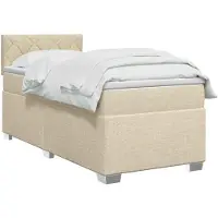 vidaXL Boxspringbed met matras en LED-verlichting, crème kleur, 100 x 200 cm, stoffen bekleding