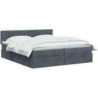 vidaXL LED-bed met opbergruimte en matras, donkergrijs, 200 x 200 cm, fluweel