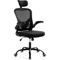 Relaxdays bureaustoel, in hoogte verstelbaar, draaibaar, met kantelfunctie, lendensteun en hoofdsteun, mesh-materiaal, ergonomische draaistoel, zwart