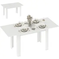 HOMCOM Extendable Dining Table-MDF-180L x 80B x 75H cm-Weiß