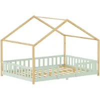 En.casa Kinderbed Treviolo huisbed 120x200 cm mintgroen en naturel []
