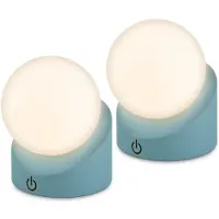 Briloner Sora Mini LED-tafellamp, draadloos, IP54, set van 2, dimbaar, met touchbediening, draadloos, spatwater- en stofbestendig, blauw, 10 x 8 x 9 cm