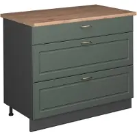 Vicco Keukenonderkast Fame-Line Groen-Goud Landhuis/Antraciet 100 cm, WB Eik, Model 62019