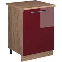 Vicco Keukenonderkast Fame-Line Bordeauxrode hoogglans/Goudkleurig Eiken 60 cm 1 deur met werkblad, Model 65207