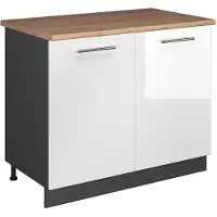 Vicco Wastafelkast Fame-Line Wit Hoogglans/Antraciet 100 cm, WB Eik, Model 61948