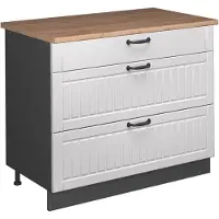 Vicco Keukenonderkast Fame-Line Wit Landhuis/Antraciet 100 cm, WB Eik, Model 62031