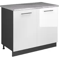 Vicco Wastafelkast Fame-Line Wit Hoogglans/Antraciet 100 cm, WB Marmer, Model 61949