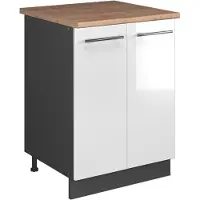 Vicco Wastafelkast Fame-Line, Wit Hoogglans/Antraciet, 60 cm