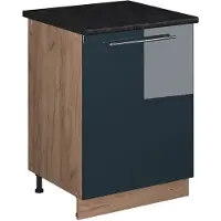 Vicco Keukenonderkast Fame-Line Donkerblauw hoogglans/Goudkleurig Eiken 60 cm 1 deur met werkblad, Model 65202
