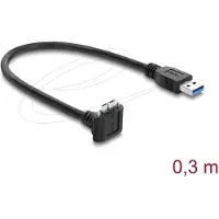 DeLOCK USB 5 Gbps kabel, type-A naar micro-B, met schroeven, 0,3 meter, zwart